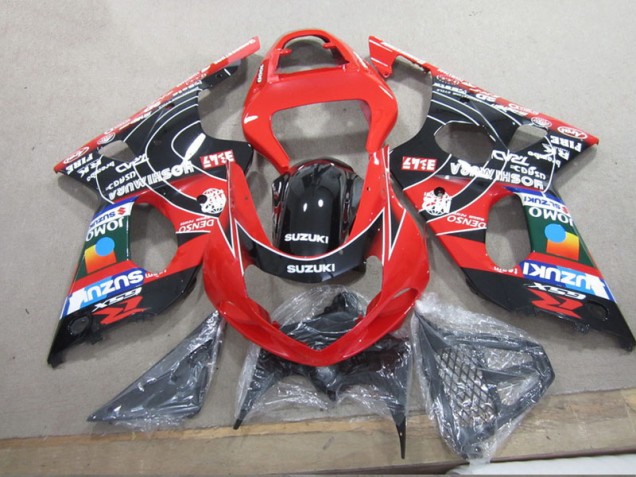00-02 Red Black Denso Suzuki GSXR 1000 Motorcycle Fairings 00-02 Red Black Denso Suzuki GSXR 1000 Motorcycle Fairings