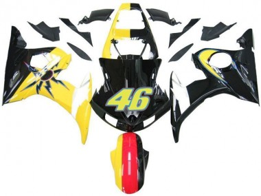 03-05 Black Yellow No. 46 Yamaha YZF R6 Motorcycle Fairings