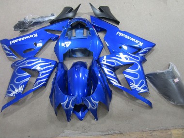 03-05 Blue White Flame Kawasaki ZX10R Motorcycle Fairing