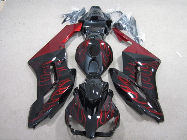 04-05 Black Red Flame Honda CBR1000RR Motorcycle Fairing 04-05 Black Red Flame Honda CBR1000RR Motorcycle Fairing