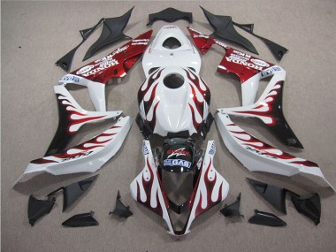 04-05 White Red Flame SHARK Honda CBR1000RR Motorcycle Fairings