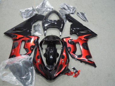05-06 Black Red Kawasaki ZX6R Motorcycle Fairings