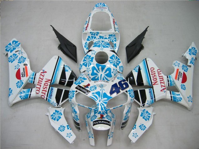 05-06 White Blue Nastro Azzurro 46 Honda CBR600RR Motorcycle Fairings 05-06 White Blue Nastro Azzurro 46 Honda CBR600RR Motorcycle Fairings