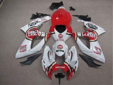 05-06 White Lucky Strike Red Motul Suzuki GSXR 1000 Motorcycle Fairings
