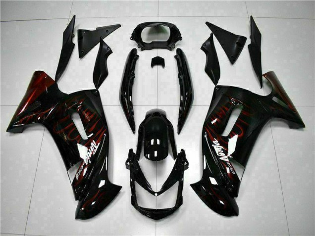 06-08 Red Flame Kawasaki EX650 Motorcycle Fairings