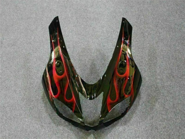 07-08 Black Red Flame Kawasaki ZX6R Motorcycle Fairings