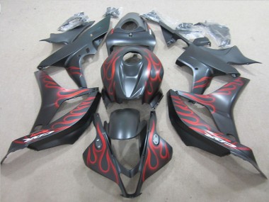 07-08 Black with Red Flame Honda CBR600RR Motorcycle Fairings