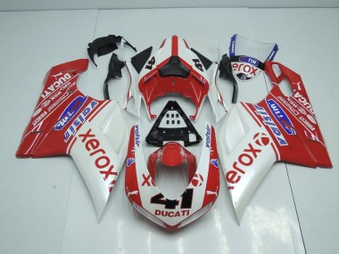 07-14 Pearl White New Xerox Ducati 848 1098 1198 Motorcycle Fairings