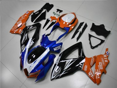 08-10 Blue Orange Suzuki GSXR 600/750 Motorcycle Fairings