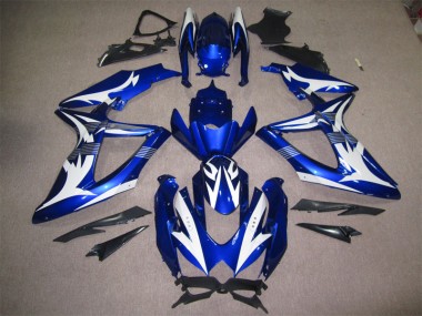 08-10 Blue White Suzuki GSXR 600 Motorcycle Fairings