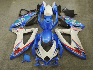 08-10 Blue White with Decals Suzuki GSXR 600 Motorcycle Fairings