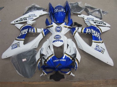 08-10 White Lucky Strike Blue Motul Suzuki GSXR 600 Motorcycle Fairings