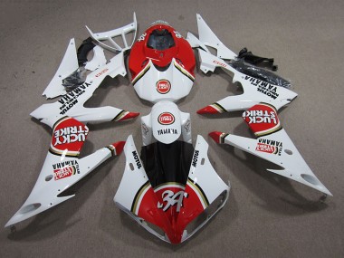 08-16 Red White Lucky Strike Yamaha YZF R6 Motorcycle Fairings