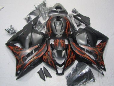 09-12 Black Orange Flame Honda CBR600RR Motorcycle Fairings
