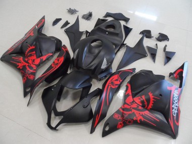 09-12 Matte Black with Red Skull Honda CBR600RR Motorcycle Fairings