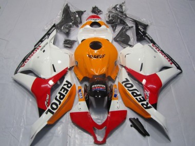 09-12 Orange Red White Repsol Honda CBR600RR Motorcycle Fairings