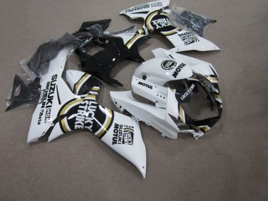 11-21 White Lucky Strike Black Motul Suzuki GSXR 750 Motorcycle Fairings