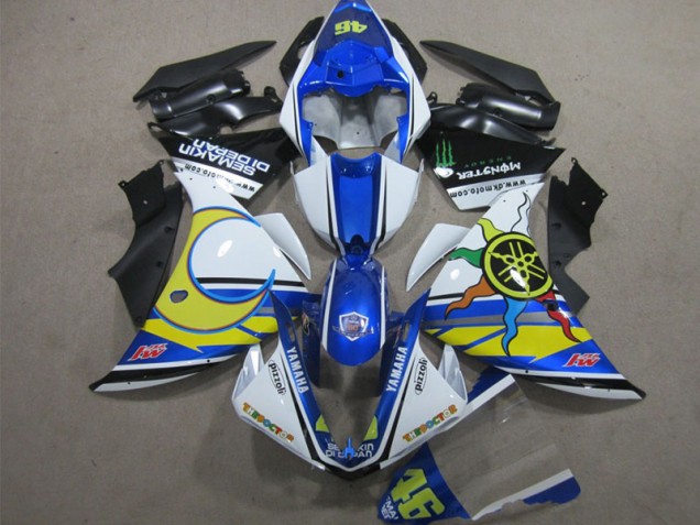 12-14 Blue White Yellow 46 Yamaha YZF R1 Motorcycle Fairings 12-14 Blue White Yellow 46 Yamaha YZF R1 Motorcycle Fairings