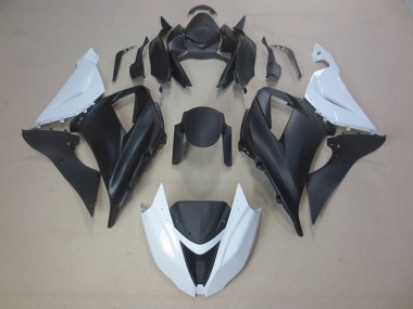 13-18 Black White Kawasaki ZX6R Motorcycle Fairing